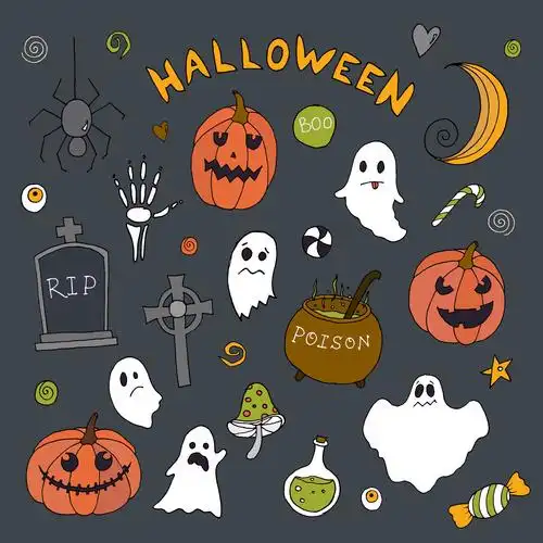 万圣节主题元素矢量图案素材v2 halloween vector elements &