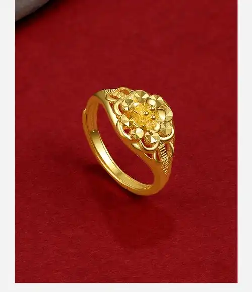 周六福黄金戒指女足金立体金花型指环贵气时尚手饰计价13号44g