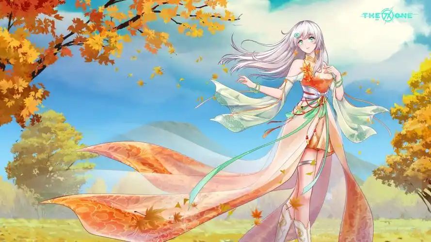 天选姬国风秋天二次元动漫美少女4k电脑壁纸