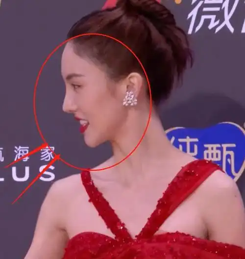 金晨红裙亮相明艳动人生图五官精致堪比精修这鼻子也太上镜了