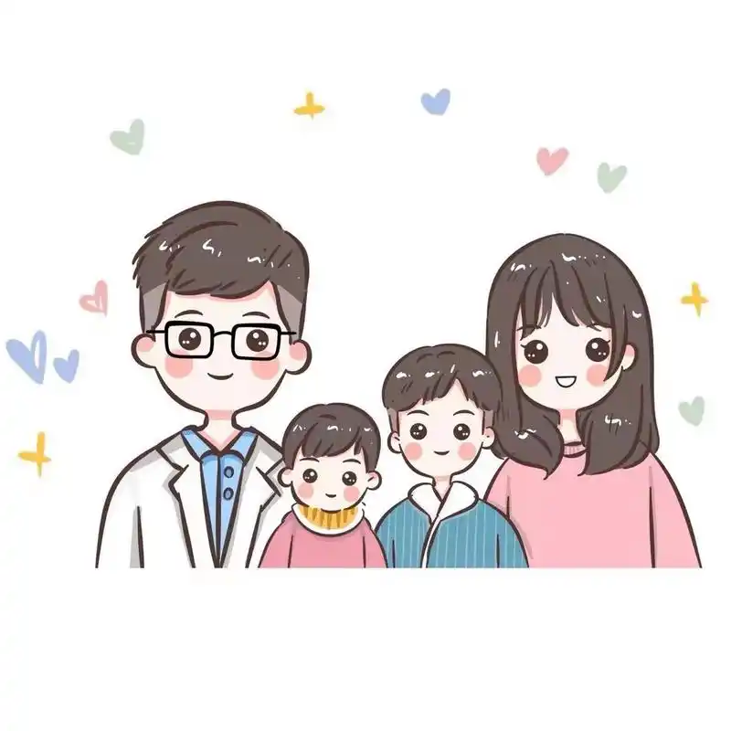 手绘卡通全家福头像,简笔画全家福头像,幸福的一家三口,一家四口.