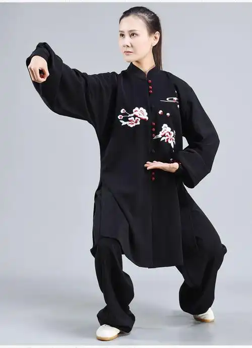 太极服表演服新款女修身款加厚天丝麻保暖 女士[秋冬款] 服装定做-需