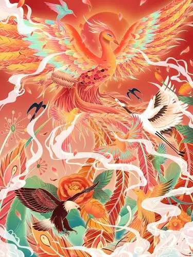 国风插画——百鸟朝凤图