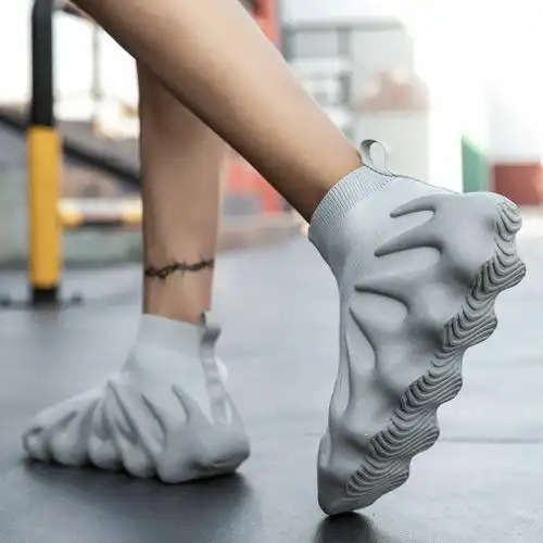 特大码椰子男鞋春季46新款47厚底增高老爹潮鞋高帮黑武士袜子鞋