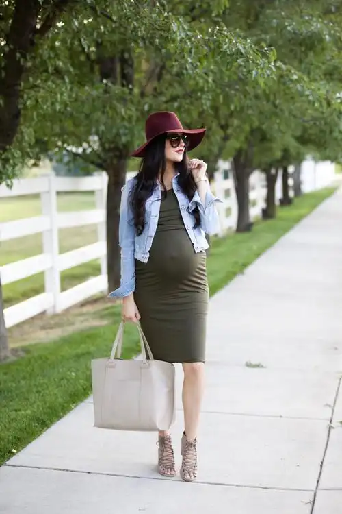 街拍欧美怀孕女星潮搭示范孕妇穿什么衣服好看