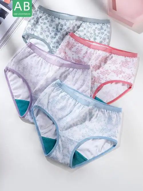 ab内裤女士纯棉印花中腰抗菌三角裤透气全棉少女学生短裤1052