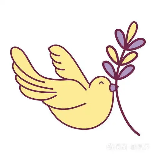 可爱的鸽子动物与分支和平符号矢量插图