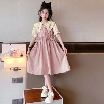 澄壳浩浩女童夏装连衣裙儿童洋气韩版棉布裙416岁大童女装女孩学院风