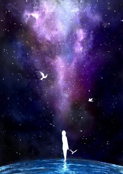 动漫二次元星空深爱之人藏心不挂嘴久念之人在梦不在眼