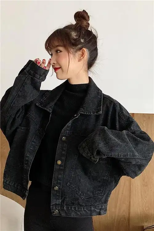 黑色牛仔外套女短款_价格_品牌_图片_怎么样 蘑菇街