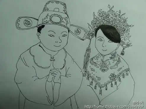 免费版黄色简笔画城堡建筑结婚新人卡通新娘简笔画图片如何画一对坐游