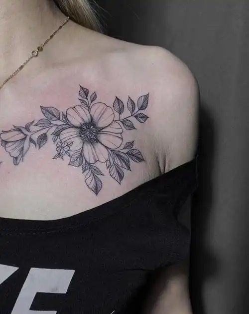 肩花纹身图片_肩部纹身图案