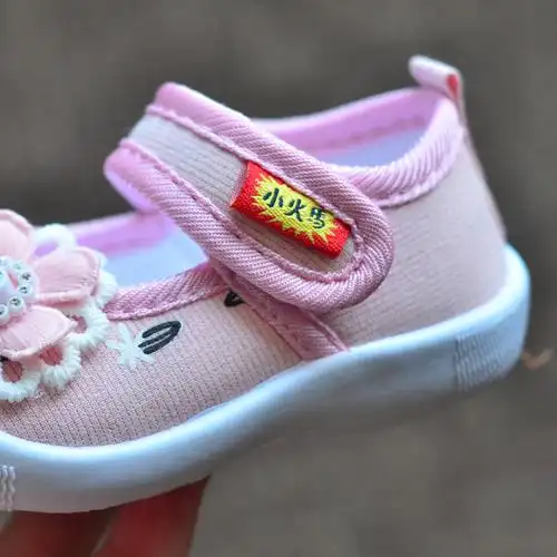 春款女宝宝方口布鞋婴儿软底学步鞋女童单鞋公主鞋宝宝叫叫鞋