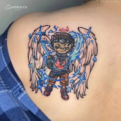 原创纹身天使涂鸦男孩题材覆盖旧图