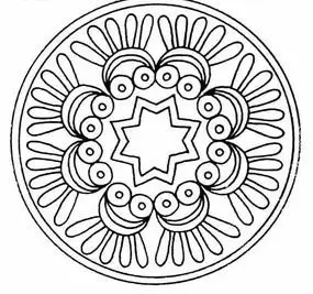 圆形黑白线条花纹