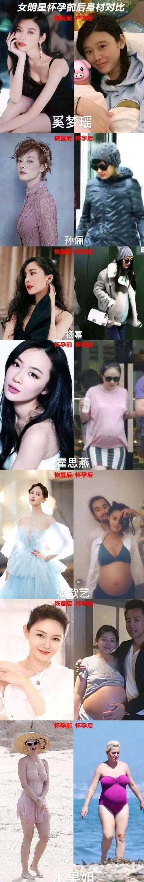 女明星怀孕前后对比