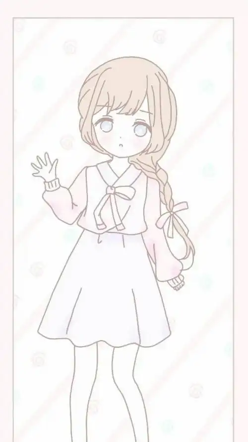 简笔画二次元可爱女孩