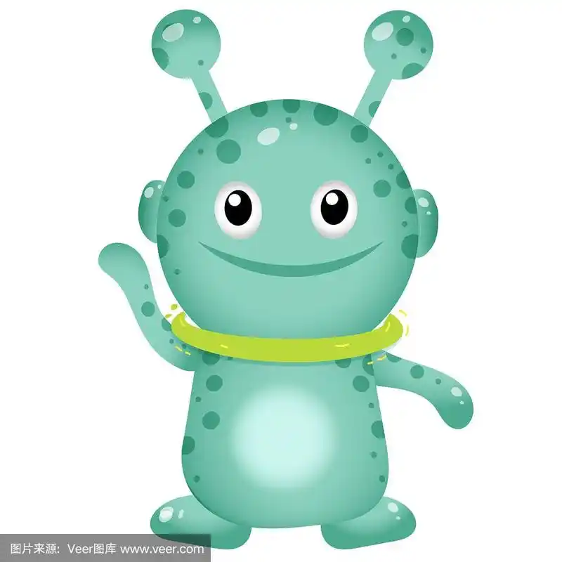 彩色图像的卡通小外星人在白色的背景.空间.矢量插图的孩子.