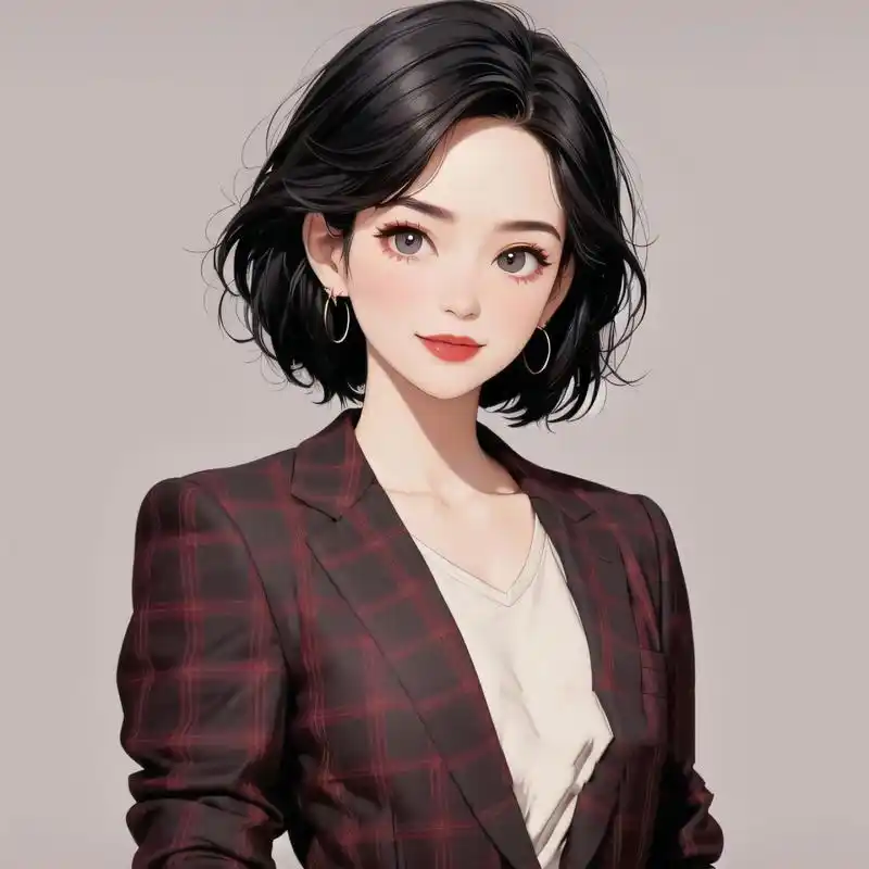 7815红色西装酷飒成熟女生职业头像