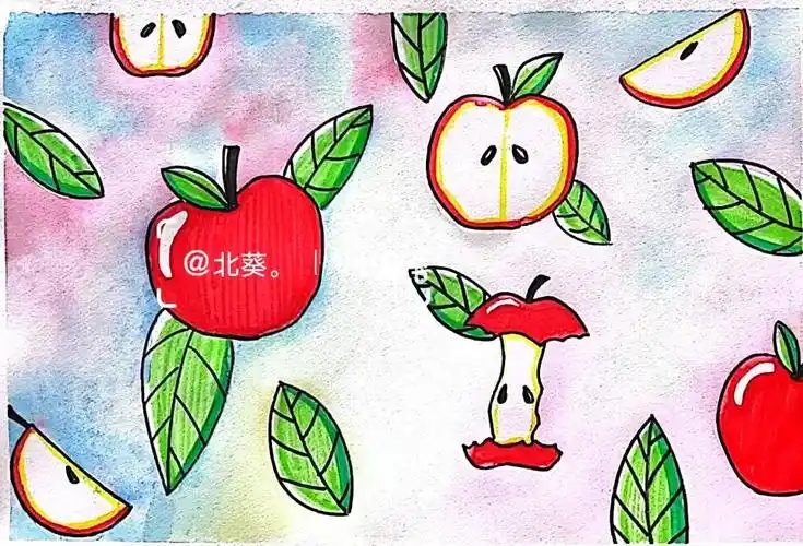 苹果儿童画(苹果的不同形态)