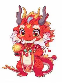 红色喜庆可爱的卡通龙图片素材