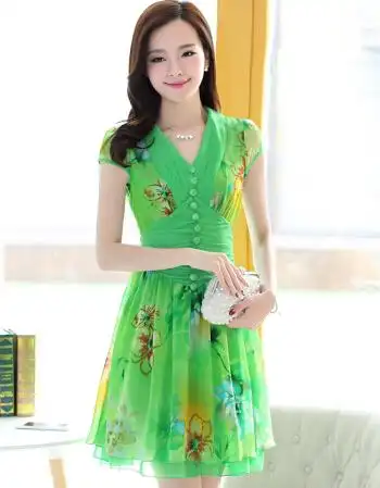 卡姿希夏季气质连衣裙女2018年新款女装夏装韩版时尚裙子淑女甜美雪纺