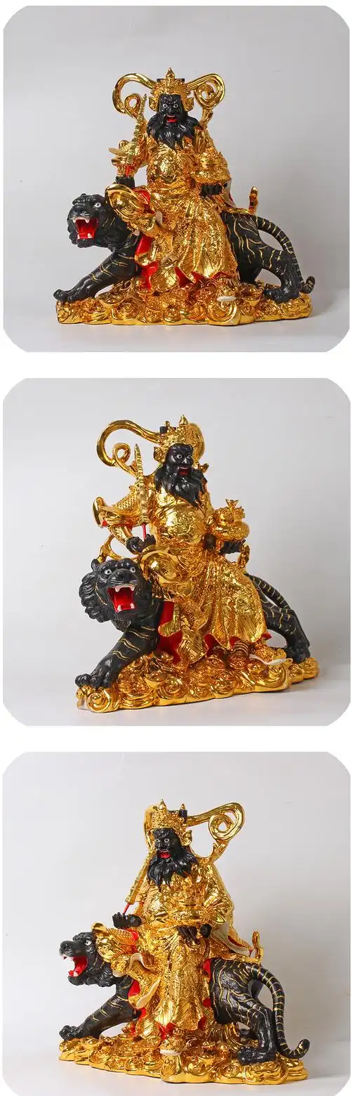 武财神赵公明神像16英寸镀金金身黑脸家用供奉骑虎将军赵玄坛