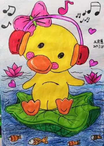 少儿美术一一听音乐的动物