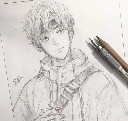 线条干净利落的帅气小哥哥铅笔素描作品,好养眼_素描入门_零二七艺考