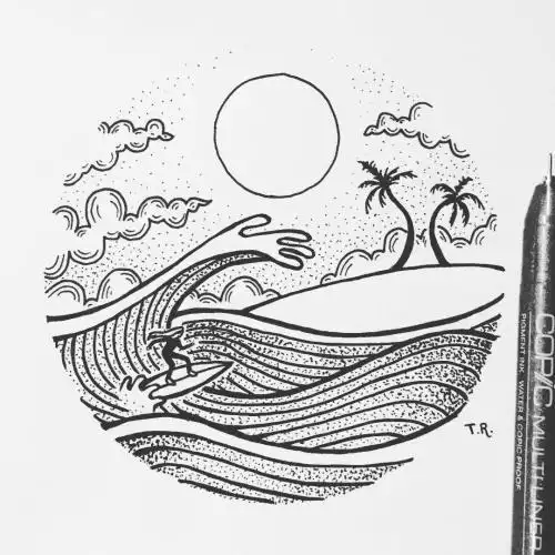 漂亮的针管笔点绘风景手绘点点点手绘简笔画简笔画教程文化绘画简笔画