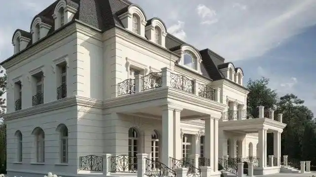 别墅外观效果图案例白色城堡