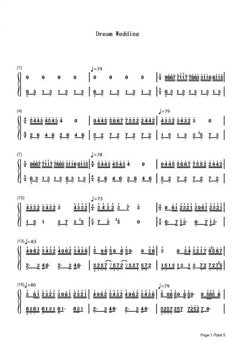梦中的婚礼-理查德·克莱德曼-b调-流行钢琴简谱