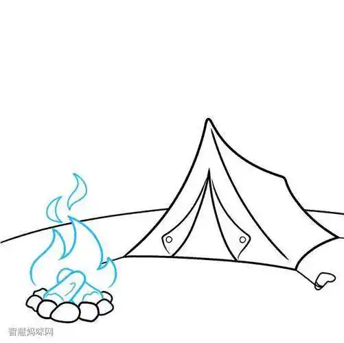 小孩在露营的时候简单简笔画