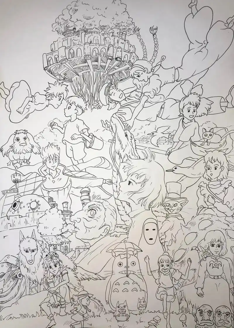 宫崎骏动漫 #动漫人物手绘 #千与千寻 #天空之城 #绘画过程分享 @dou