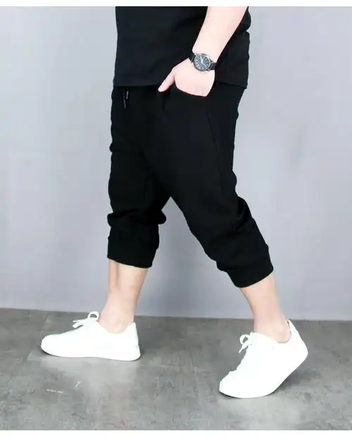 夏天男装裤子巨宽加肥加大码七分裤男士宽松肥佬大裤衩子胖子短裤男