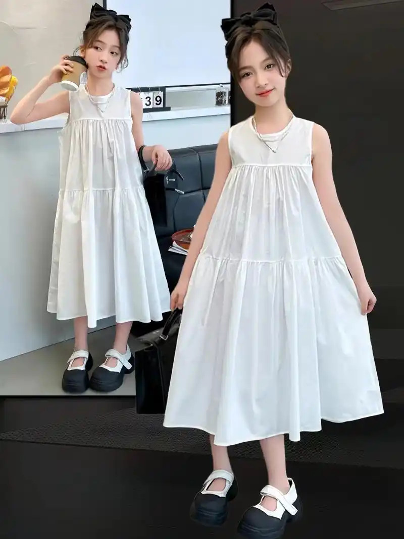 敲可爱的女童夏季背心连衣裙来啦!今年夏天流行的洋气
