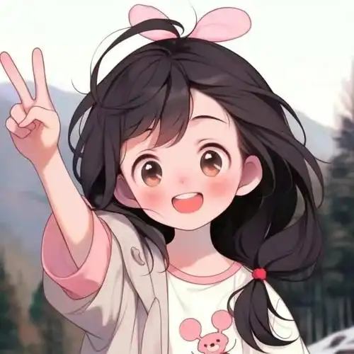 比耶的小女孩头像图片 ai绘画动漫女孩开心的笑比耶女生头像