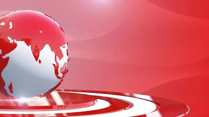 4k红色三维新闻直播间空间背景视频新闻背景