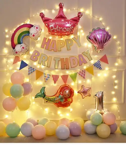 蓁挚主题宝宝生日派对背景墙男女孩六一儿童节周岁气球装饰品场景布置