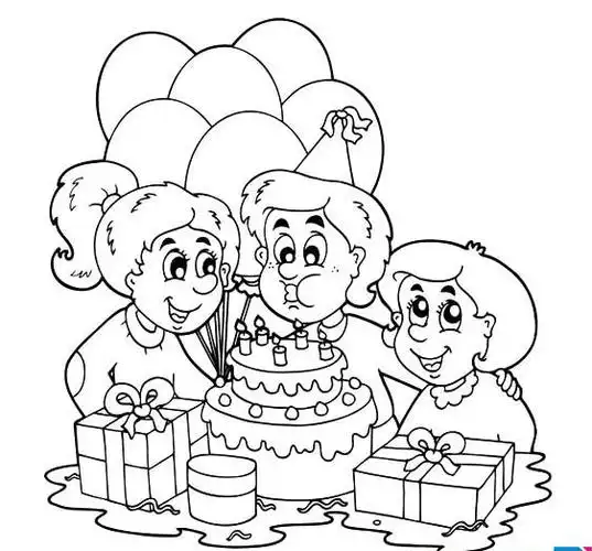生日场景简笔画图片生日贺卡图片简笔画儿童简笔画庆祝生日的简单画法