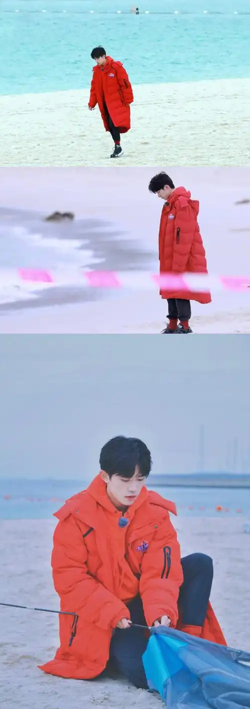 易烊千玺超话#胖虎拍的易烊千玺#【海边合集】三年前在海边画爱心的小