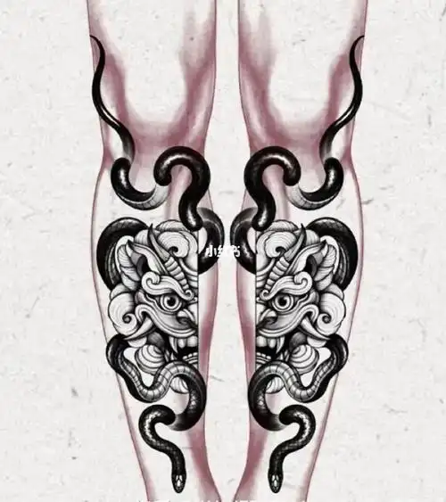 小腿纹身手稿