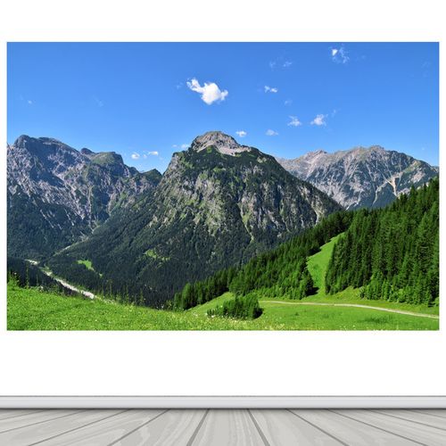 蓝天白云森林草高山风景画办公室靠山图客厅房间背景墙装饰画