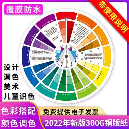 色轮卡12色相环 调色配色卡色轮表中文颜色彩搭配比例色盘卡设计师