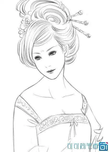 古代宫女简笔画6