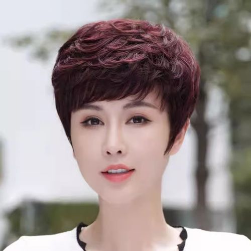 正品假发女短发真发全头套真头发短卷发蓬松自然圆脸纹理烫女全头