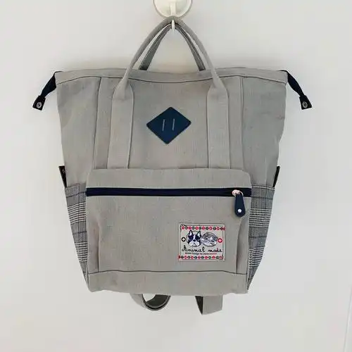 日本25买手店 kusuguru 大容量帆布书包双肩包妈咪包旅行包学生