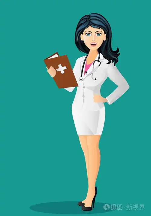 美丽的女医生与听诊器在白色实验室外套, 拿着医学纪录-媒介例证