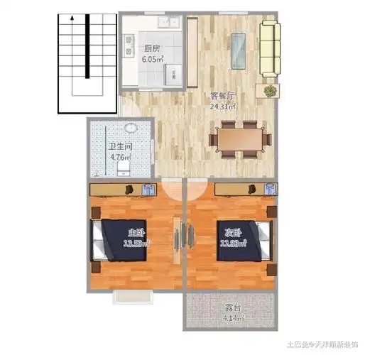 80平两室一厅简约装修现代简约设计图片赏析