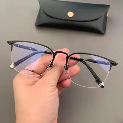 宝剑克罗框架纯钛商务男士半框拉丝近视脸型超轻个性男女眼镜架